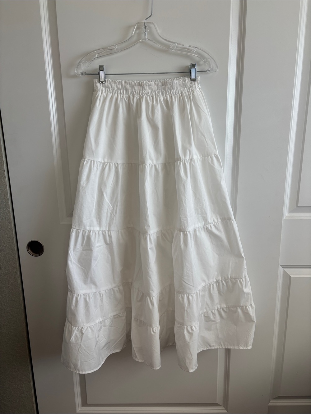 Princess Polly White Tiered A-Line Midi Skirt